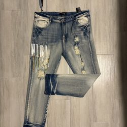 AMIRI Blue Distressed Jeans