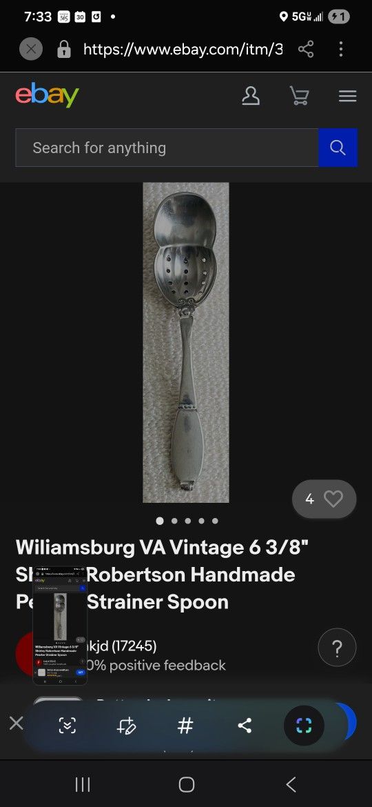 Vintage Pewter tea Infuser spoon