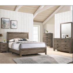 4- Pc Bedroom set Dresser,Mirror Nightstand (1) Queen size bed frame Not including Mattress and Box Sp