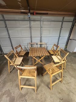 Wooden patio table and chairs