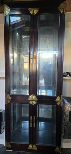 Glass Display Cabinet Vintage - Size 78x30x14 inch - Good Condition