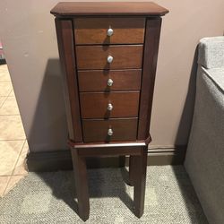 Wooden Standing Jewelry Armoire