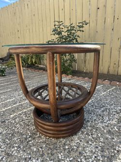 Vintage Bamboo Side Table