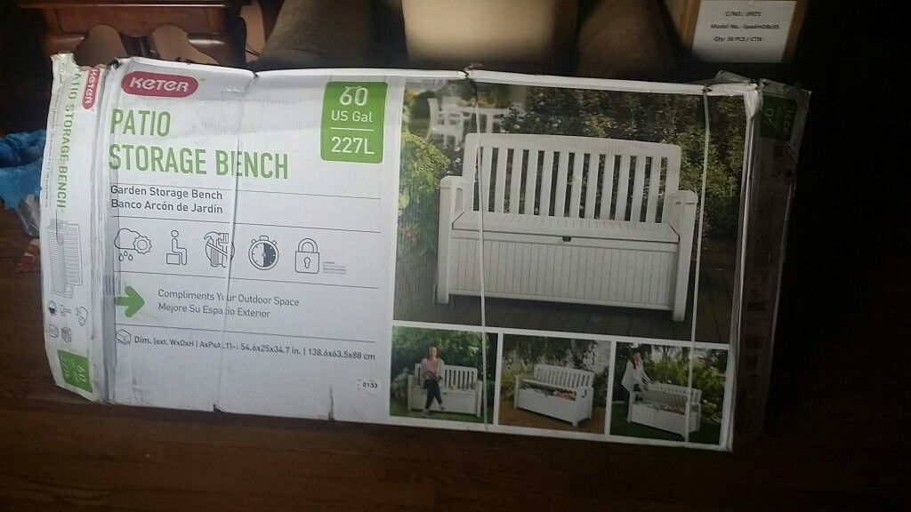 White Keter Patio Storage Bench