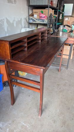 Solid Wood Organizer Desk / Console Table – 60" W x 40.5" H (Rich Mahogany)