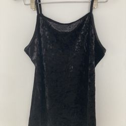 Sexy Black Velvet Cami Shirt Small