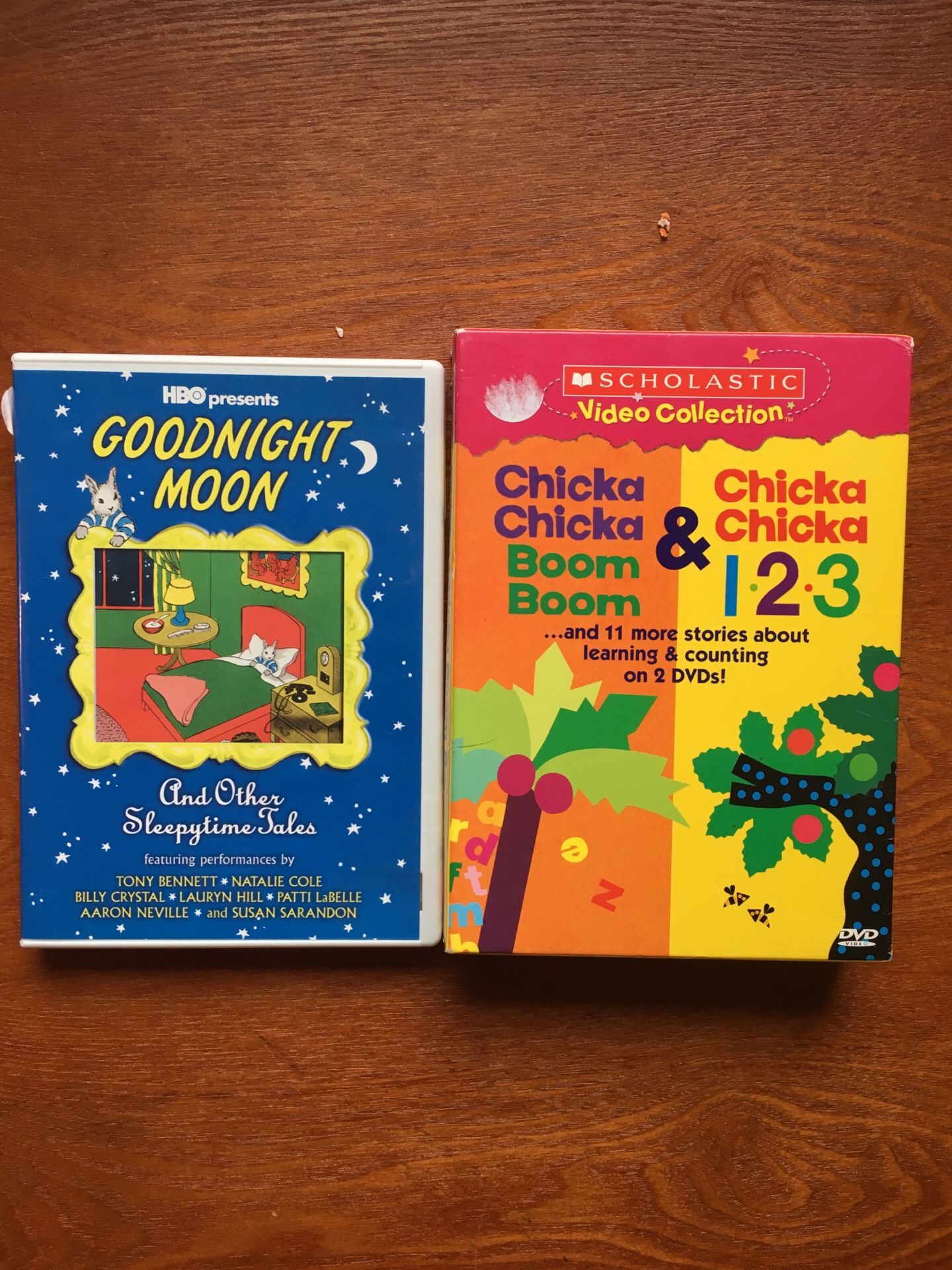 Chicka chicka boom boom and goodnight moon dvds. 3 total