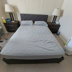 Queen Bed Frame with 4 Storage Drawers and Headboard (Mattress included)