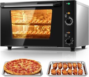 Used Commercial Convection Oven FOHERE, 50 Qt Large Capacity Electric Convection Oven with 2 Baking Trays for Restaurants, Cafes & Food Industry, 2400