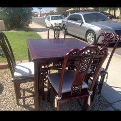 Mahjong Cherry Wood Table w Chairs