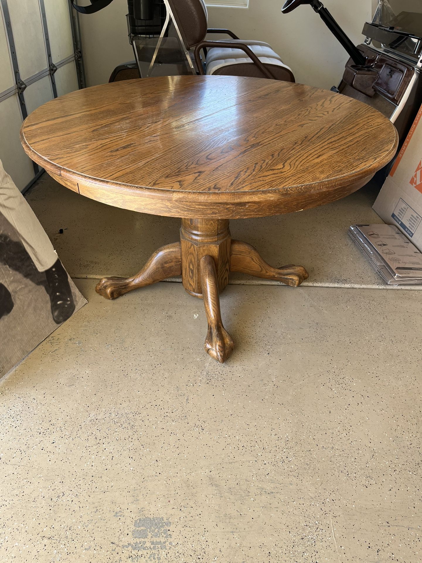 Solid Oak Ball Claw Table Vintage