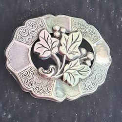 Vintage Sterling Silver Victorian Revival Brooch 2"