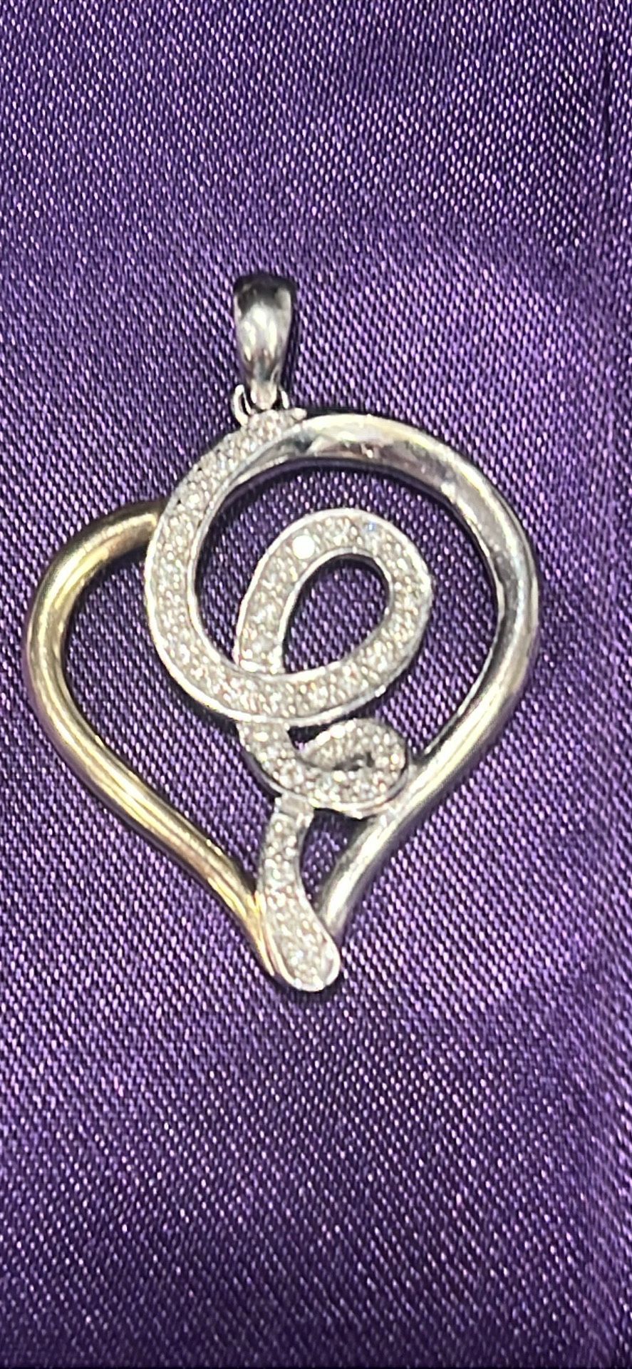 Pendant Slide Heart 14K Gold Yellow And White Gold