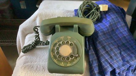 Vintage rotary telephone, phone, green