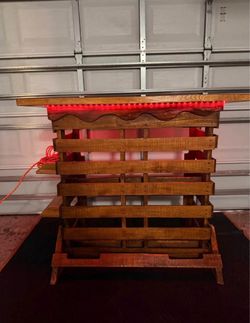 Custom Rustic Wood Home Bar w/ Multicolor LED Lights