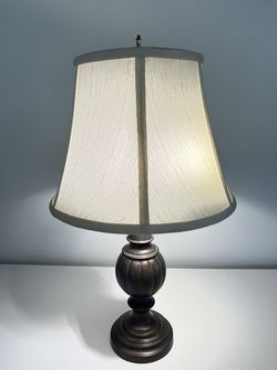 Stunning Vintage Dual-Socket Table Lamp with Silk-Look Shade – Heavy Duty Quality!