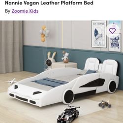 Wayfair Nannie Vegan Leather Platform Racing Car Children's Bed Twin Size