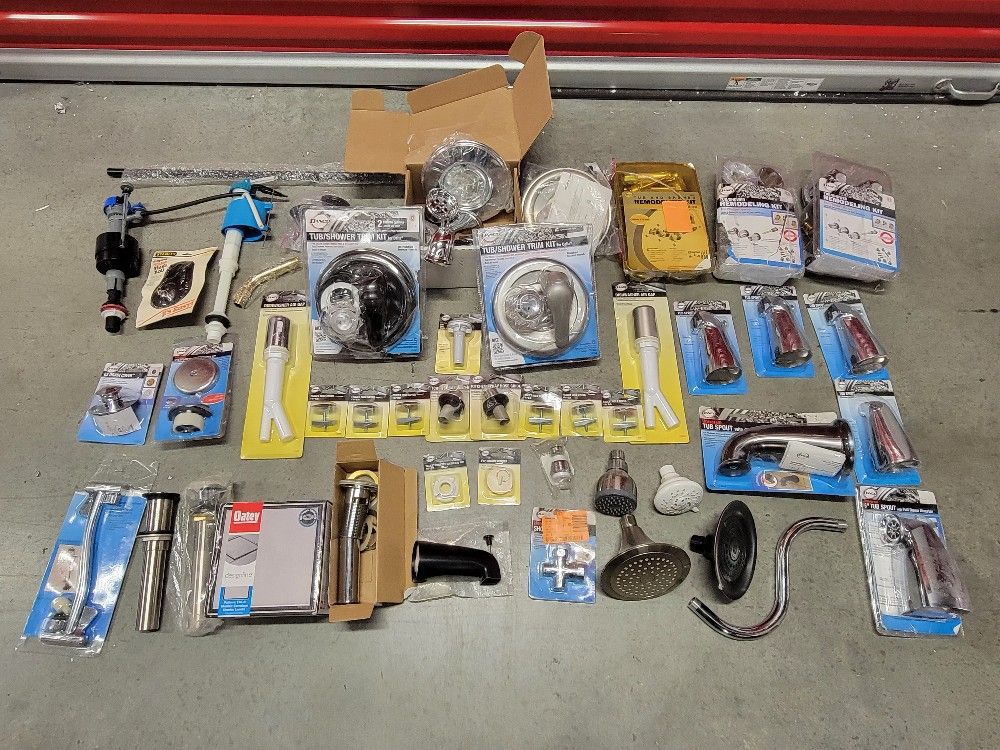Huge Mixed Lot of Plumbing Parts And Supplies, Kitchen, Bathtub