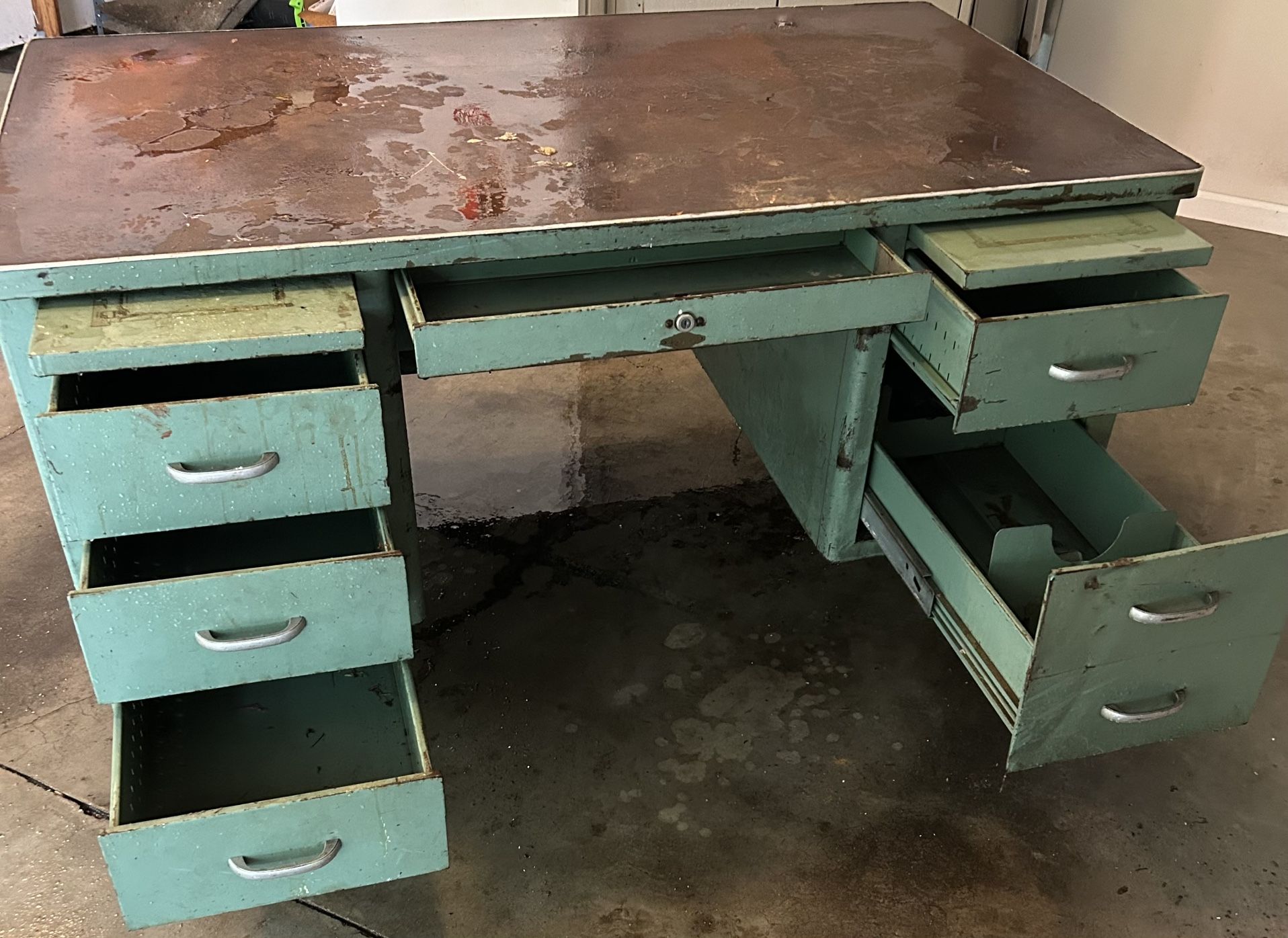 Vintage Heavy-Duty Metal Desk – Mack Truck Office