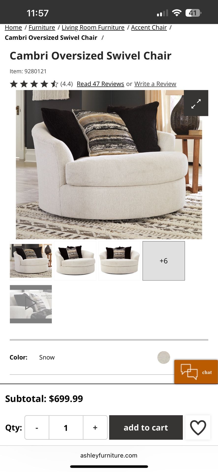 Cambri Oversized Swivel Chair