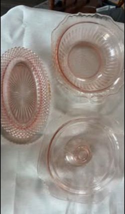 Pink Depression Glass Dishes Set of 3
