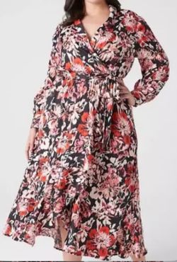 Lane Bryant Floral Silk Wrap Dress