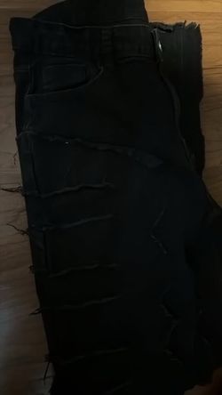 Black Distressed Denim Jeans
