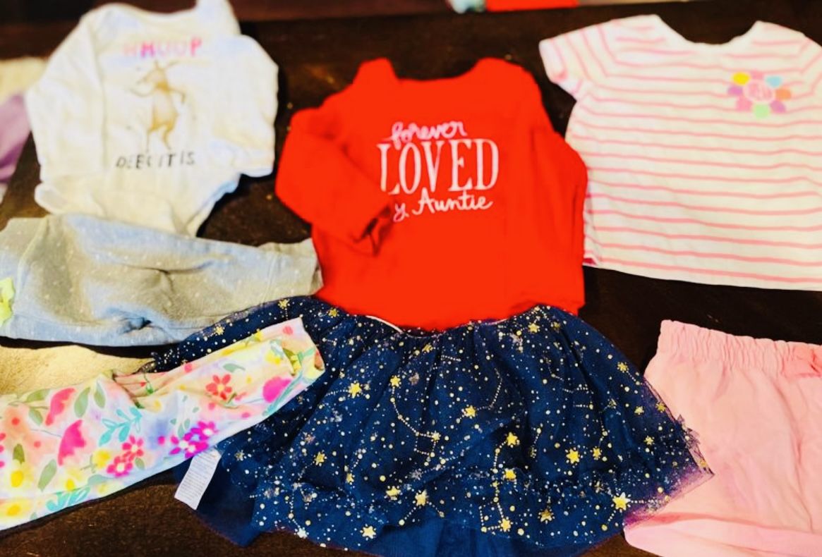 12 Month Bundle (4 Shirts/Sweaters, 3 Pants, 2 Shorts/Skirts, 2 Onesies/Bodysuits, 2 Dresses, 1 Jacket/Coat, & 1 Matching Top/Bottom Set