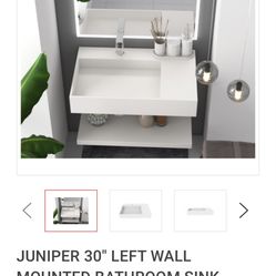 Juniper 30 inch left side wall mount sink