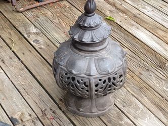 Vintage Japanese Bronze Lotus Temple Lantern Censer 18" Heavy 19lbs