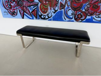 Pace Vintage steal and leather bench