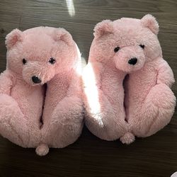 Pink Teddy Bear Slippers