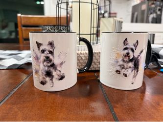 Set of 2  Schnauzer dog coffee mugs
