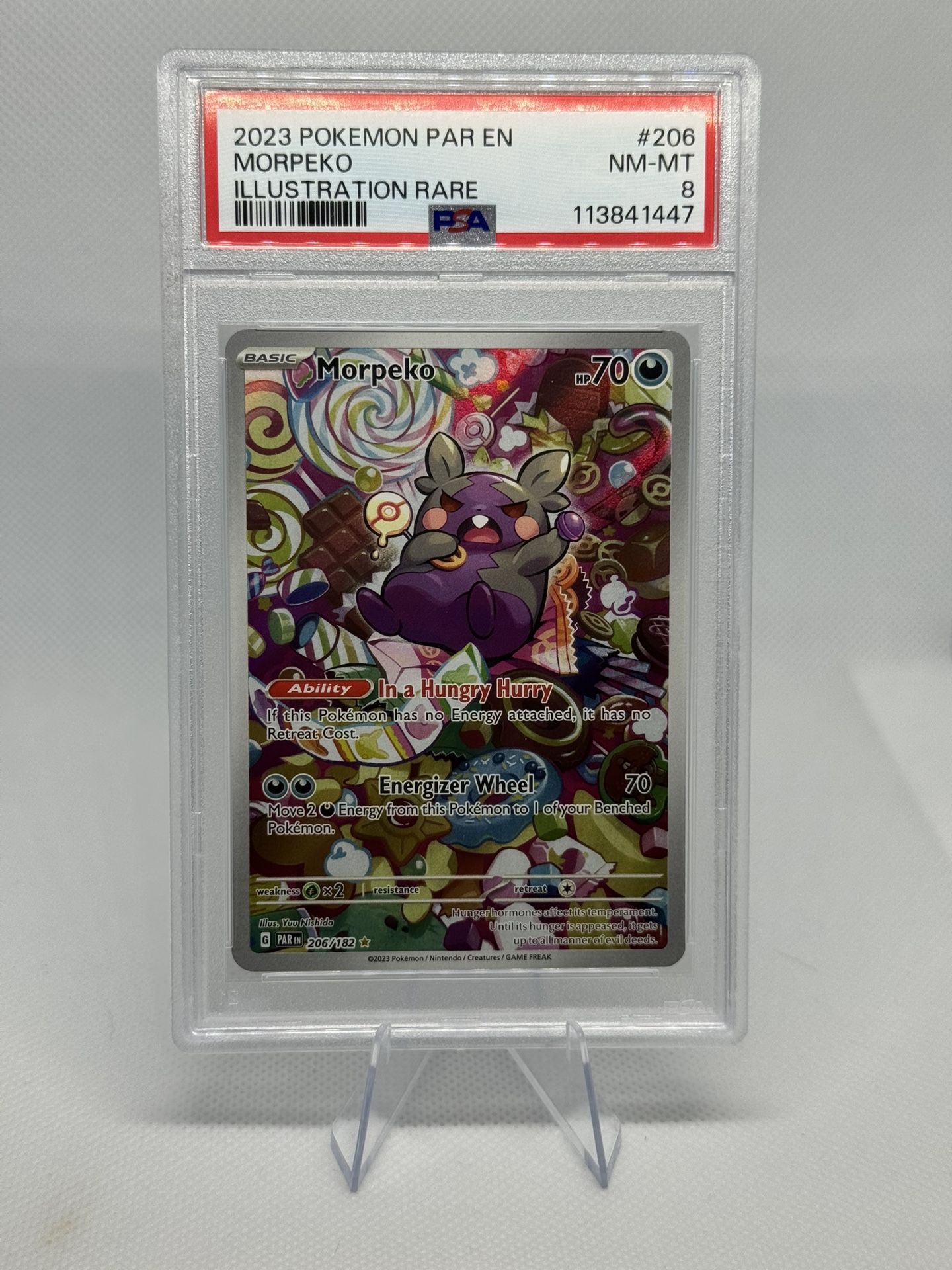 2023 POKEMON PAR EN-PARADOX RIFT ILLUSTRATION RARE #206 MORPEKO PSA 8