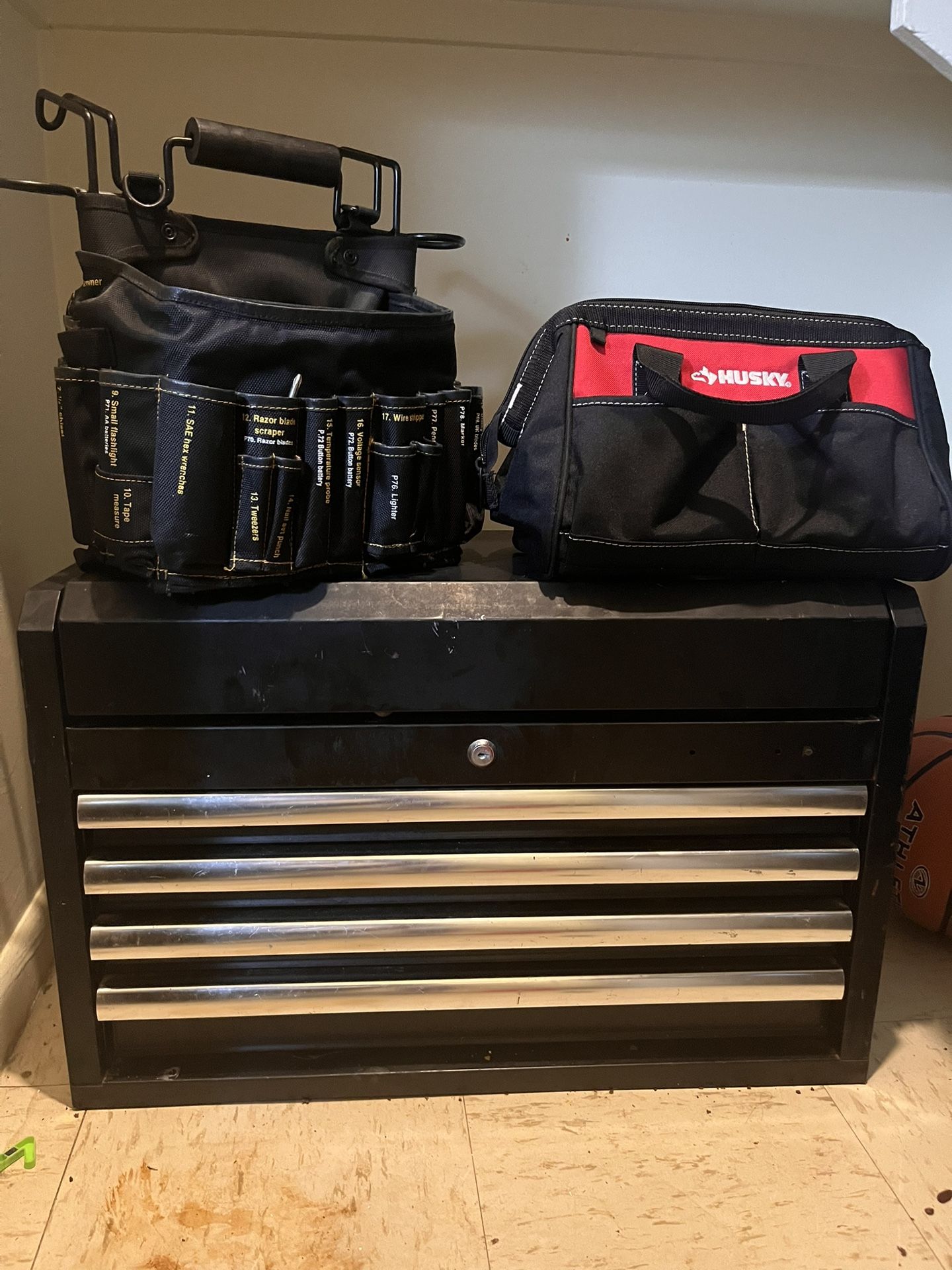 Husky Tool Box And Bag, Full of Tools