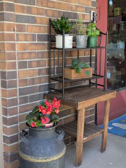 Rustic Metal Two Tiered Wall or Freestanding Shelf