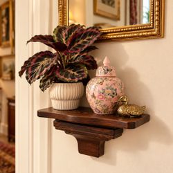 Vintage Bombay Company Dark Solid Wood Corbel Wall Hanging Shelf Floating SMALL Bracket Display 