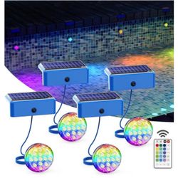Solar Lights for Pools & Gardens - Waterproof RGB 16 Color Changing LED Lights (4Pack)