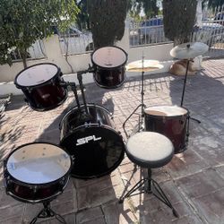 SPL Red And Black Full Drum Set 