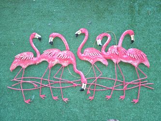 Hanging flock flamingos