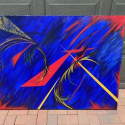 Original Abstract Painting 36x48 On Canvas