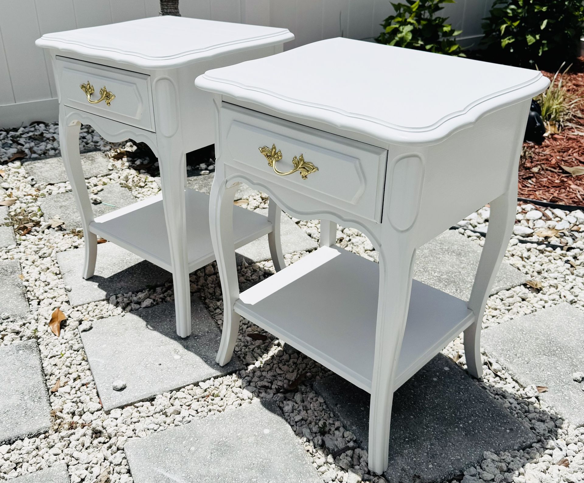 Pair Of French Provincial Solid Wood End Tables