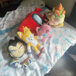 Nintendo, Among us, Dragon Ball Z, Sonic Plushies