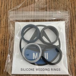 NWT Set of 4 Maui Wedding Silicon Gray Black Navy Rings, 4 Ct