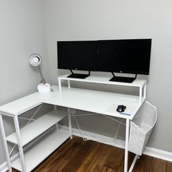 WHITE COMPUTER DESK W/ POWER OUTLET