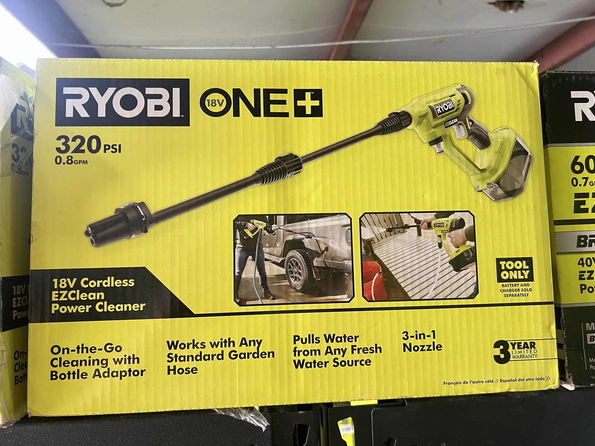 RYOBI ONE+ 18V EZClean 320 PSI 0.8 GPM Cordless Battery Cold Water Power Cleaner (Tool Only