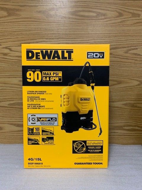 DEWALT DXSP190681B 4 Gallon 20V MAX Lithium-ion Powered Backpack Sprayer.