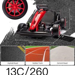 Ride On Go Kart for Kids, 24V 7Ah Battery Two 200W Motors, 7.5MPH Fast Drifting Circling Car, Adjustable Seat Electric Ride Toy,Max Load 135lbs, Racin