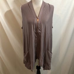 LOGO “Wild Mushroom” Sleeveless Zip Front Vest, Womens XL, NWT, Bust 23”, length 28.5”