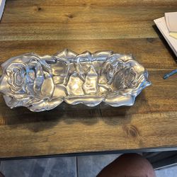 Hand-Crafted Cast Metal Rose Dish